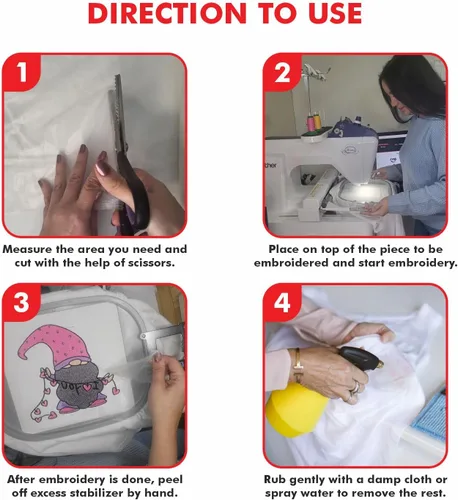 Miniatura 4 de Superpunch Wash Away - Estabilizador de bordado soluble en agua, rollo de 9 pulgadas x 10 yardas, película transparente para bordado a máquina