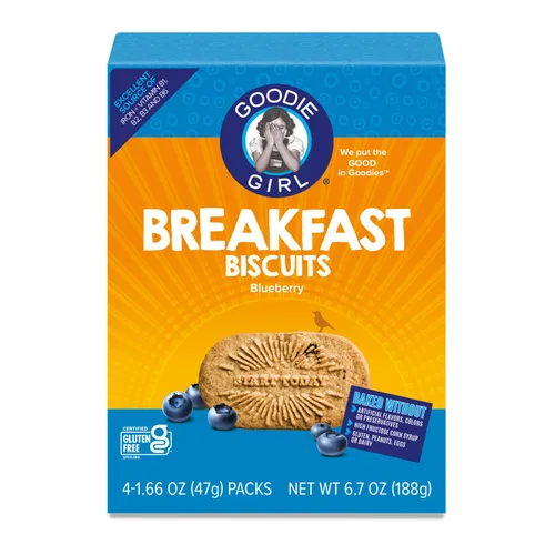 Miniatura 7 de Goodie Girl, galletas de desayuno de arándanos, sin gluten, sin maní, vegano, kosher, incluye 4 cajas, 16 paquetes en total