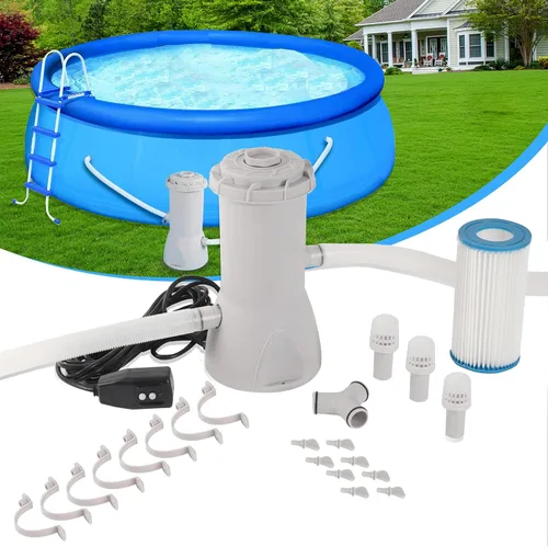 Miniatura 8 de TonGass Bomba de filtro de piscina de 300 GPH para piscinas pequeñas sobre el suelo, sistema de bomba de filtro de cartucho con GFCI, bomba