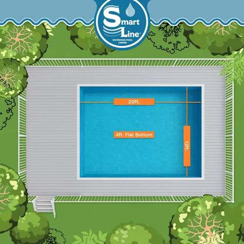 Miniatura 5 de Smartline Revestimiento rectangular para piscina de 12 pies x 20 pies, remolino rocoso, estilo de cuentas, fondo plano de 4 pies, vinilo virgen