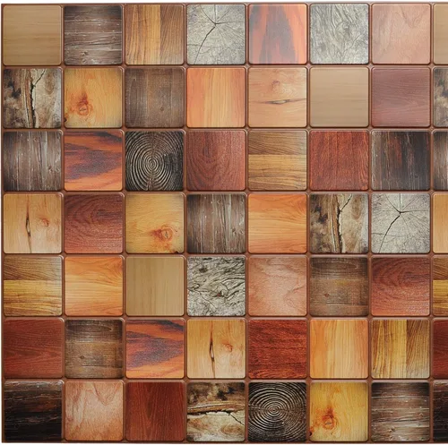 Dundee Deco PG7022 - Madera sintética multicolor, 3.1 x 1.6 pies, panel de pared 3D de PVC, decoración de paneles de pared de diseño interior, 4.9