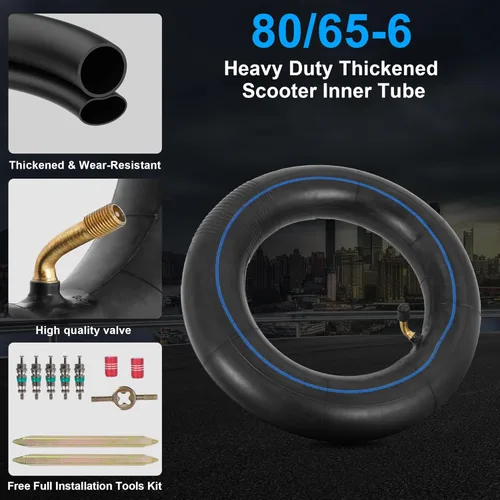 Miniatura 2 de Tubo interior para scooter de alta resistencia 80/65-6 (paquete de 2), grueso de 10 pulgadas, 255x80, 10x2.50, 10x3.0, tubo de scooter eléctrico