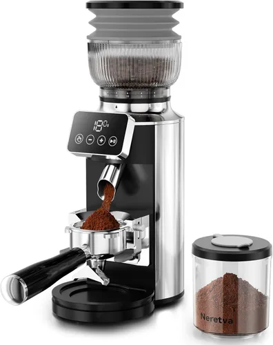Molinillo de café con rebabas Neretva, 2 en 1 Profesional Molinillo de Espresso de Acero Inoxidable Conjunto 51~58mm Portafiltro Molinillo de Granos