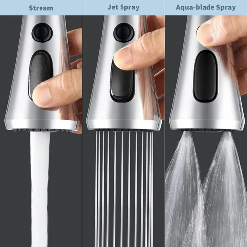 Miniatura 2 de Cabezal rociador desplegable para grifo de cocina, cabezal rociador de cocina con 11 adaptadores, boquilla de cabezal de grifo de fregadero, 3 modos