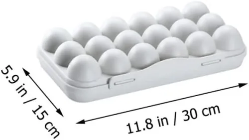 Miniatura 6 de SOLUSTRE Contenedor de huevos de 2 piezas, contenedor de 18 huevos, bandeja apilable de PP para huevos con tapa, bandeja de almacenamiento