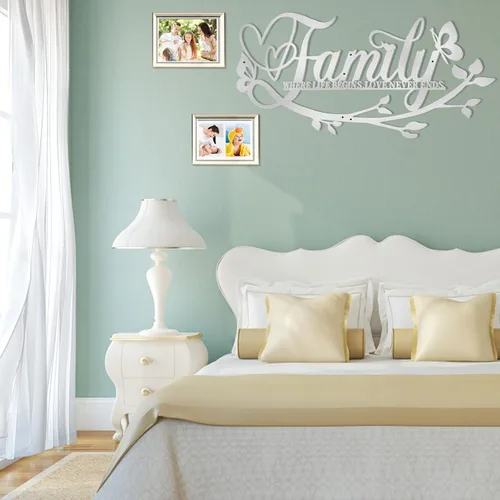 Miniatura 8 de AUHOKY Letrero de metal con texto en inglés «Family Where Life Begins Love Never Ends» («Family Where Life Begins Love Never Ends») de metal, Plata