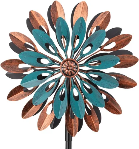 Miniatura 18 de VEWOGARDEN - Molinillo de viento grande de 20" de diámetro, escultura de viento giratoria de metal para exteriores - Arte de jardín, captadores