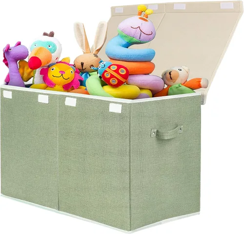 Miniatura 14 de popoly Caja grande de juguetes de 122L con tapa, organizador plegable de almacenamiento de juguetes con divisor extraíble para niños, niños, niñas