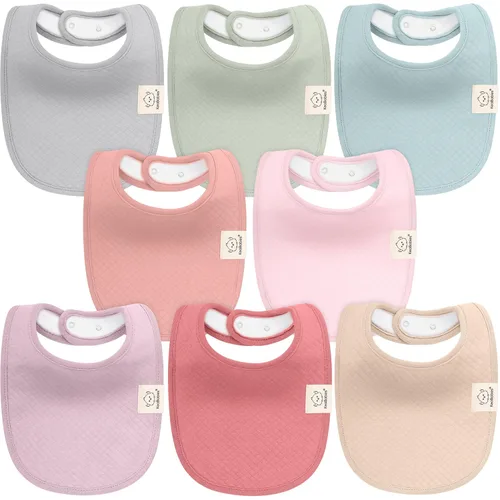 KeaBabies Paquete de 8 baberos para babeo y dentición, baberos de tela de algodón acolchado orgánico suave para bebé, niña, niño, recién nacido,