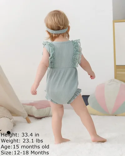 Miniatura 3 de SANMIO Mameluco de bebé niña recién nacida con encaje para niñas de 0 a 18 meses conjunto de ropa de bebé niña