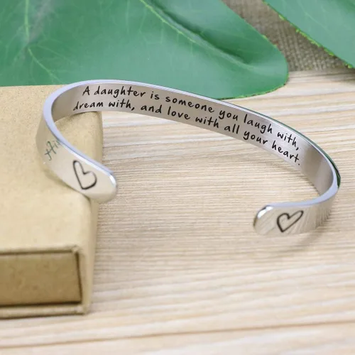 Miniatura 5 de Pulseras anchas y abiertas con mensaje grabado para madre e hija, regalos de Navidad para ella