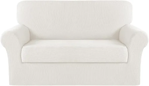 Miniatura 29 de Turquoize Fundas para sofá lavables de 2 piezas, fundas para sofá de 3 cojines, fundas elásticas para sofá con parte inferior elástica, tela