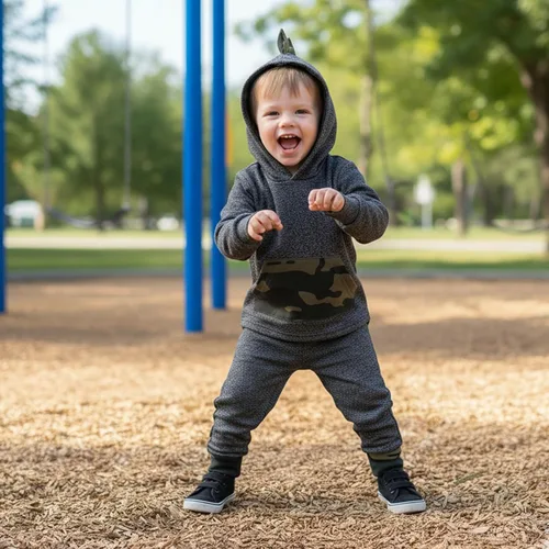 Miniatura 2 de Ropa de bebé niño para niños pequeños, traje de otoño e invierno, sudadera con capucha de manga larga + pantalones, 2 piezas