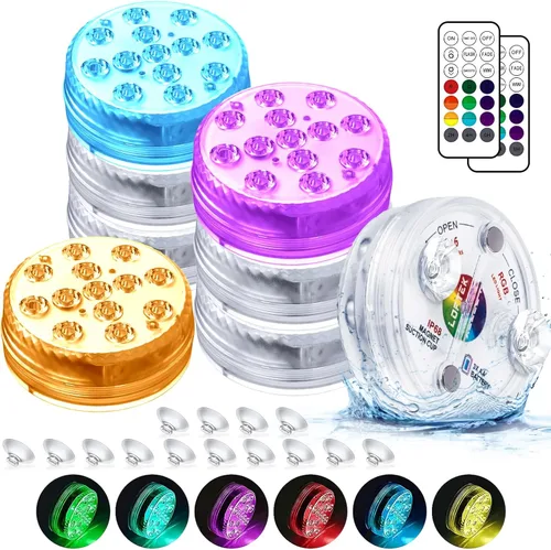 Miniatura 10 de LOFTEK Luces LED sumergibles con control remoto, 13 luces LED de piscina para piscinas enterradas y sobre el suelo con imanes y ventosas, 16 luces