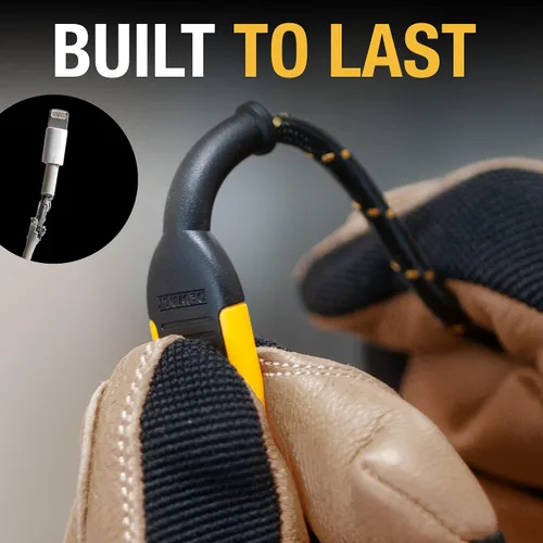 Miniatura 5 de DEWALT Cable de carga múltiple resistente 3 en 1, cable de carga rápida de 6 pies, adaptador de carga múltiple con puerto Lightning/tipo C/Micro USB