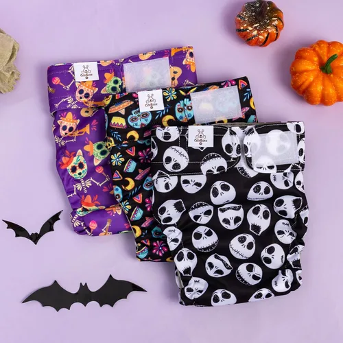 Miniatura 6 de CuteBone - Pañales lavables de Halloween para perras sin agujero para la cola, paquete de 3 pañales reutilizables para período de entrenamiento