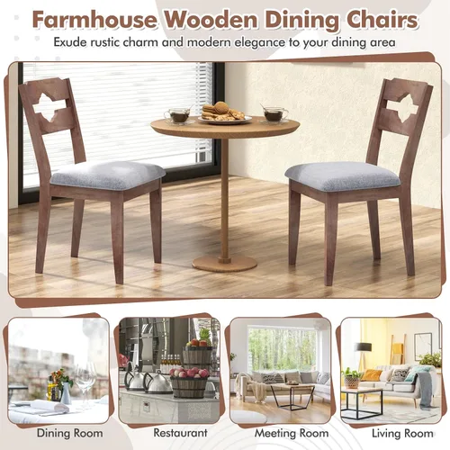 Miniatura 7 de GOFLAME Juego de 2 sillas de comedor tapizadas de tela con asiento acolchado, respaldo alto, marco de madera de goma, sillas laterales