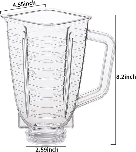 Miniatura 3 de Piezas de repuesto Tarro de plástico cuadrado de 5 tazas con tapa, compatible con licuadoras Oster