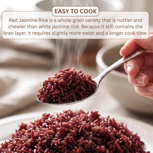 Miniatura 7 de Arroz orgánico de jazmín rojo tailandés, sin gluten, sin conservantes, lote pequeño cultivado en Tailandia, 2 libras