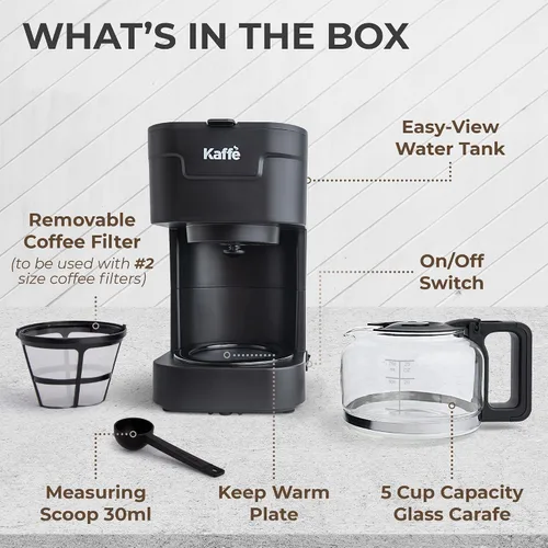 Miniatura 2 de Kaffe - Cafetera (25 onzas / 25.4 fl oz), función de mantener el calor, lavable y lavable, filtro de cesta extraíble, compatible con filtros de Negro