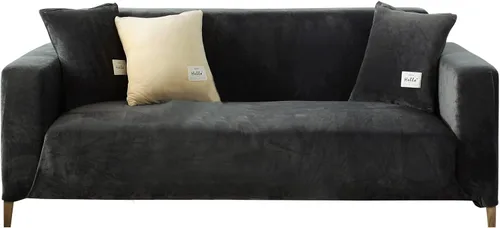 Miniatura 14 de TOPCHANCES Funda de sofá de terciopelo grueso, funda elástica para sofá con correas elásticas antideslizantes, funda protectora de muebles, funda