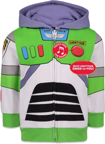 Miniatura 2 de Disney Pixar Toy Story Buzz Lightyear Sudadera con capucha de forro polar iTalk con cremallera para niños pequeños a grandes, Rojo