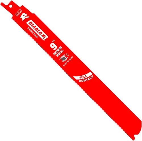 Diablo DS0914BF15 - Hoja de sierra recíproca bimetálica para corte mediano de metal, doble diente, 9 pulgadas de longitud, 14/18 TPI, paquete de 15