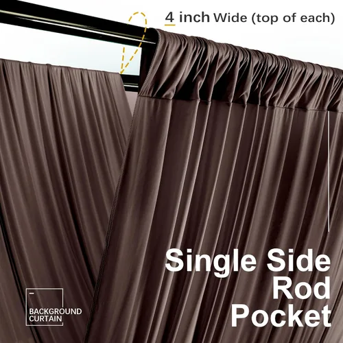 Miniatura 5 de 2 paneles de 5 pies de ancho x 20 pies de alto, cortinas de techo marrones para fiestas de boda – 20 pies extra largas de poliéster grueso sin