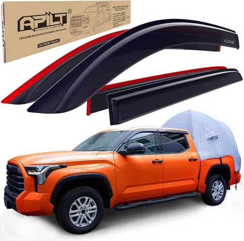 Protectores de lluvia de montaje exterior para Toyota Tundra CrewMax Cab 2022-2026, deflector de ventilación de viento de tamaño completo,