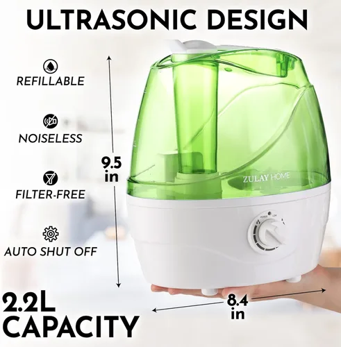Miniatura 5 de Zulay Home Humidificadores de niebla fría para dormitorio (tanque de agua de 2.2L) - Humidificadores ultrasónicos silenciosos para habitación grande