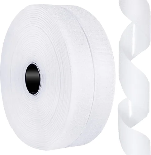 Miniatura 13 de Rollo de cinta adhesiva de gancho y bucle de 1 pulgada x 26 pies, cierre adhesivo de respaldo, tiras adhesivas de nylon resistentes para Negro