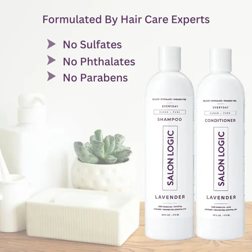 Miniatura 4 de SalonLogic Everyday Clean & Pure - Juego de champú y acondicionador, lavanda, calidad de salón, tratamiento de queratina, aroma natural, hidratante