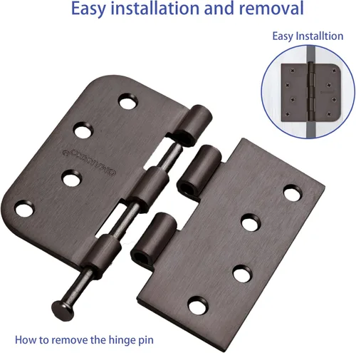 Miniatura 2 de Bisagras de puerta de 4 x 4 pulgadas para madera, paquete de 18 bisagras de puerta de bronce aceitado para puertas interiores, bisagras resistentes
