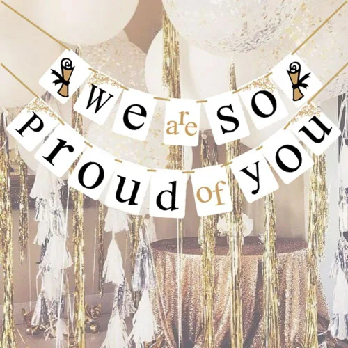 Miniatura 8 de [USA-SALES] pancarta de graduación "We are so Proud of You", decoración para fiestas de graduación, por USA-SALES