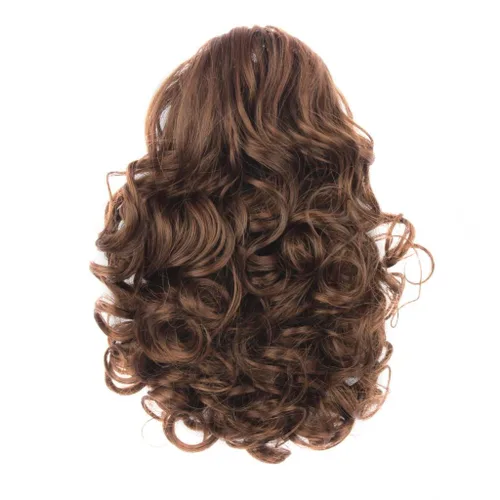 Miniatura 2 de Postizo de cabello sintético rizado, medida media y larga, de Weken, Marrón claro