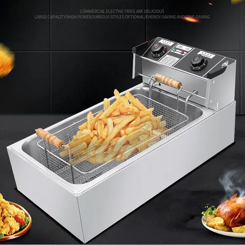 Miniatura 2 de Freidora eléctrica de 22.8 cuartos de galón con temporizador, freidora de cocina de acero inoxidable con cesta y tapa para pavo, papas fritas