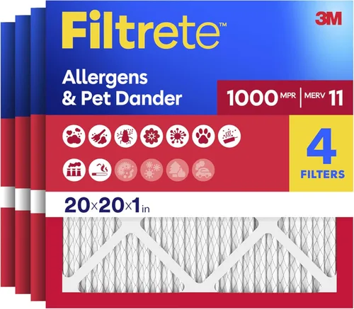 Filtrete - Filtro de aire para aire acondicionado y calefactor, 20 x 20 x 1 pulgadas, MERV 11, MPR 1000, defensa contra micro alérgenos, filtro de