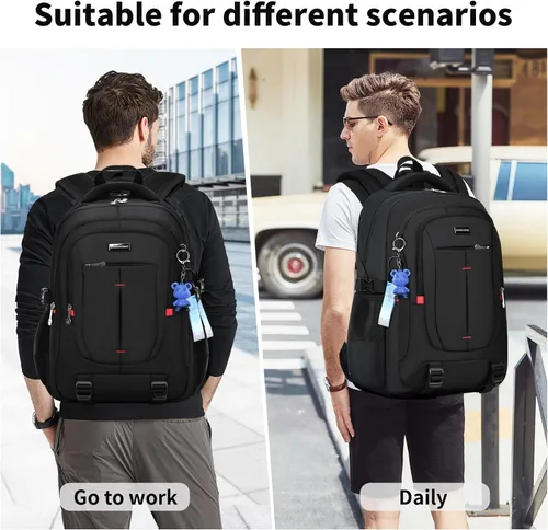 Miniatura 8 de Mochila ligera de camuflaje negro, compartimento para portátil de 15-17 pulgadas, para escuela, universidad, viajes, Casual
