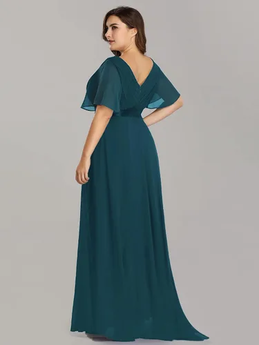 Miniatura 61 de Ever-Pretty Vestido formal para mujer, Navidad, Año Nuevo, cuello en V, gasa, talla grande, largo hasta el suelo, vestido de dama de honor