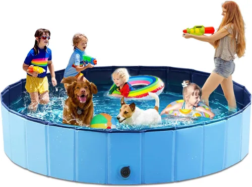 Miniatura 11 de Jasonwell Piscina plegable para perros y mascotas, piscina plegable para mascotas, bañera para niños, piscina para cachorros, perros pequeños, Mdf