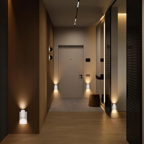 Miniatura 6 de Luces nocturnas LED enchufables a la pared, paquete de 4 regulables con sensor de atardecer a amanecer, blanco cálido de 2700 K, luz nocturna