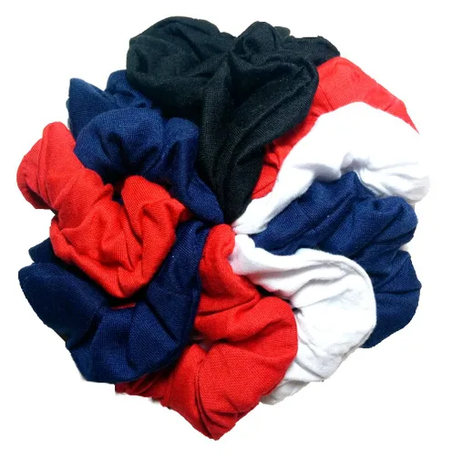 Miniatura 7 de Algodón Scrunchie Set, conjunto de 10 algodón suave Scrunchies, Completamente negro