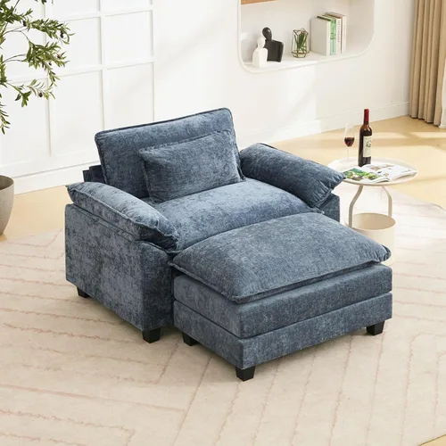 Miniatura 62 de Oprisen Sofá Seccional Modular, Cómodo Cloud Couch Sofá Seccional, Sofá Cama de Chenilla con Asiento Profundo con Almohadas Decorativas para Sala