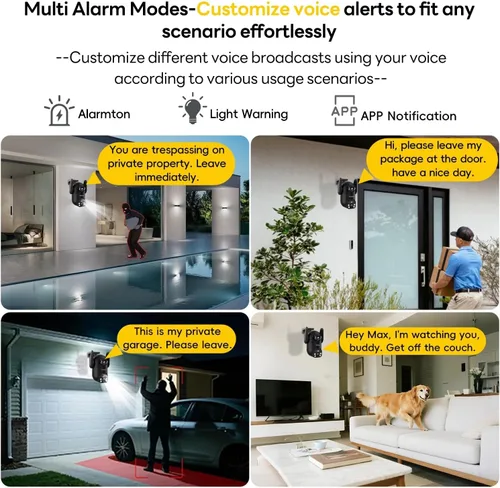 Miniatura 7 de Cámaras de seguridad solares inalámbricas para exteriores, cámaras de visión de doble lente 2K de 360° para seguridad del hogar, WiFi de 2.4/5 GHz