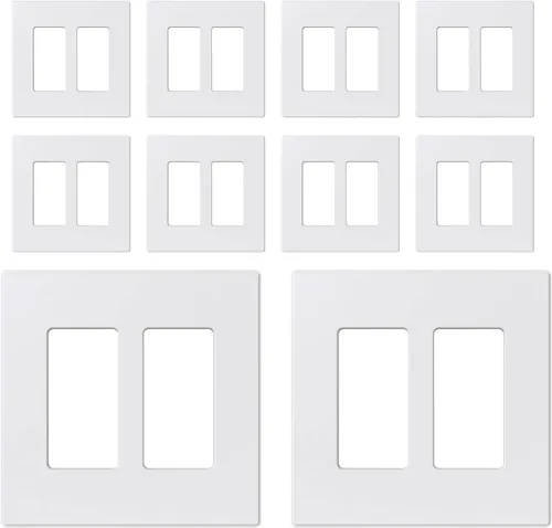 Miniatura 25 de ELEGRP Placas de pared decorativas sin tornillos de 2 posiciones, placas de cubierta de tamaño mediano, cubierta de placa frontal termoplástica Negro