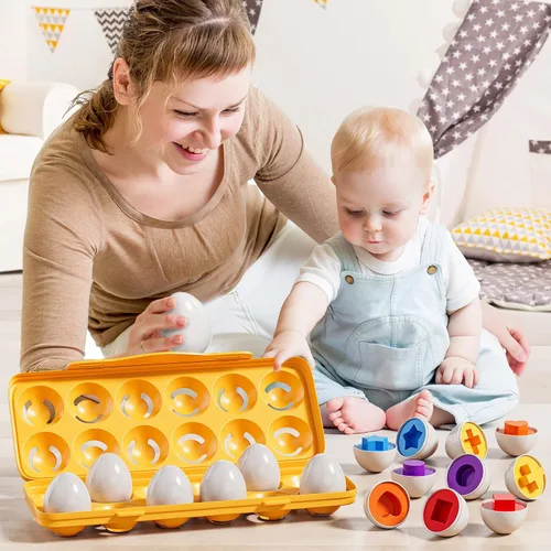 Miniatura 6 de JUKUDAHU Huevos Emparejados Juguetes para Niños Pequeños de 1 2 3 4 Años - Juegos de Clasificación de Formas y Colores, Huevos de Pascua para Niños