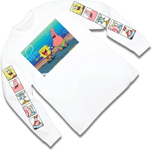 Miniatura 3 de Camisa de Bob Esponja para hombre, camiseta de manga larga con cangrejo Esponja, Patrick y Krusty
