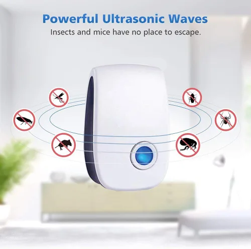 Miniatura 2 de Paquete de 6 repelentes ultrasónicos de control de plagas, enchufe electrónico repelente de plagas en interiores para insectos, cucarachas, arañas