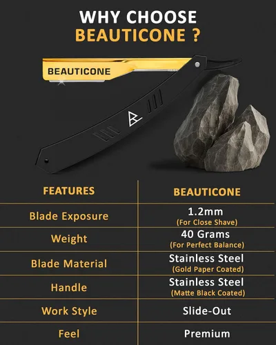 Miniatura 2 de Beauticone Navajas rectas para hombres, navaja de borde recto, 100 cuchillas de un solo filo, acero inoxidable, navaja de barbero para el afeitado