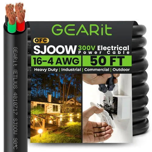 Miniatura 36 de GEARit Cable de alimentación portátil 10/3 10 AWG (100 pies - 3 conductores) SJOOW 300V calibre 10 cable eléctrico para derivaciones de motor, luces